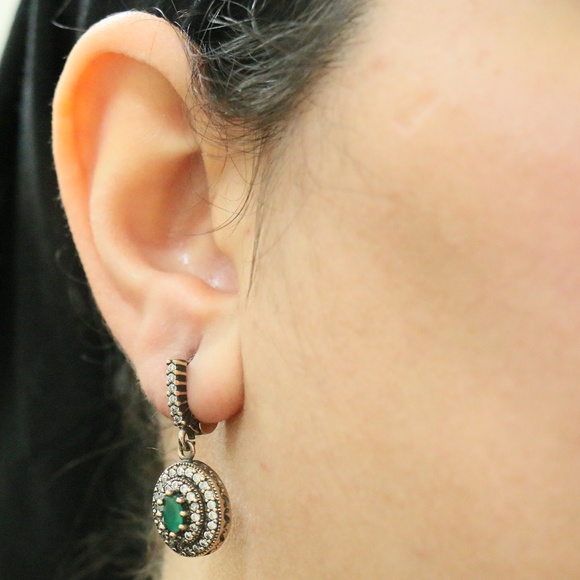 925 Sterling Silver with Jade & CZ Stones SOLD - Picture 3 of 5